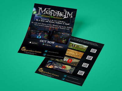 Mordheim: Warband Skirmish Double-Sided A5 Flyer Design games workshop mordheim visual identity printing print design print layout information design identity flyer design flyer artwork flyer branding brand identity a5 flyer