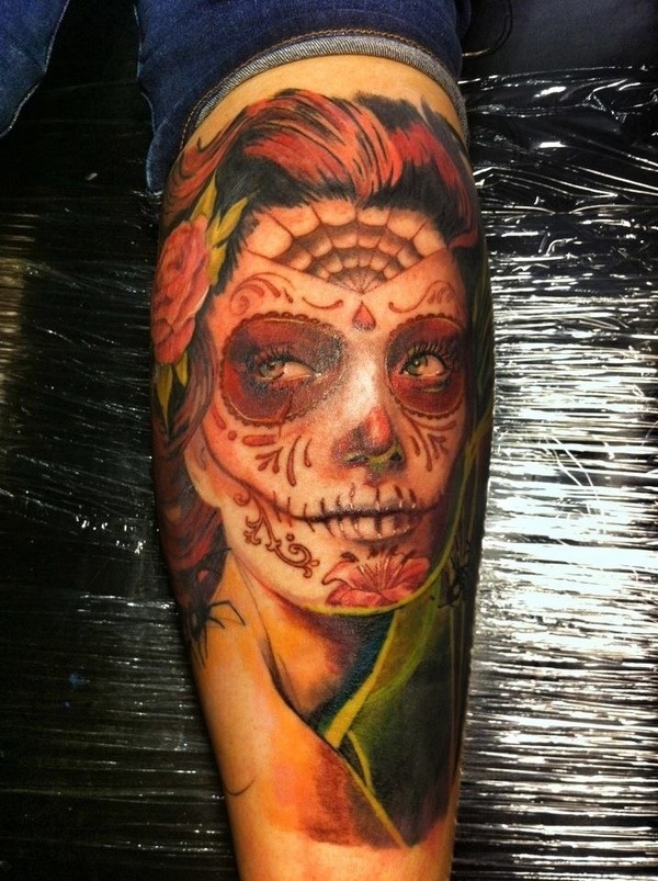 Full right calf piece, done by Russell Bishop at Vividink in Birmingham, UK. #tattoo #ink #lady