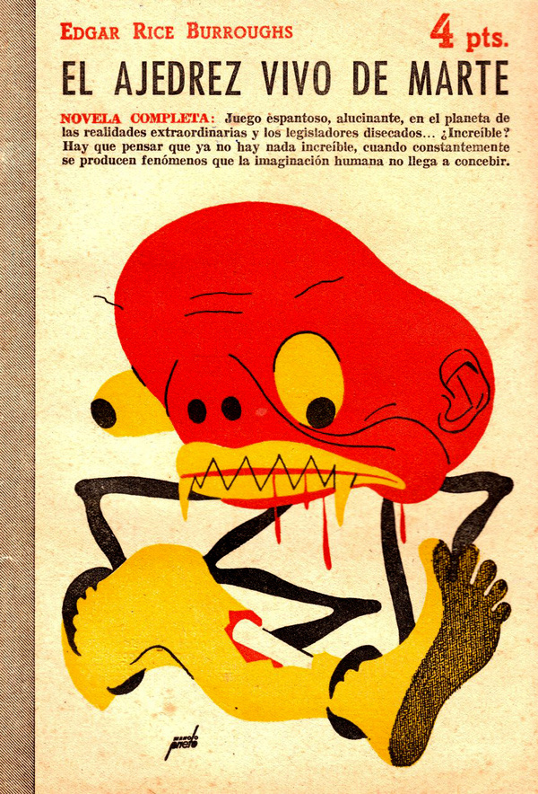 Manolo Pireto - Illustration for Edgar Rice Burroughs "The Chessmen of Mars" (1950 Spanish Edition) #monster #illustration #vintage #leg