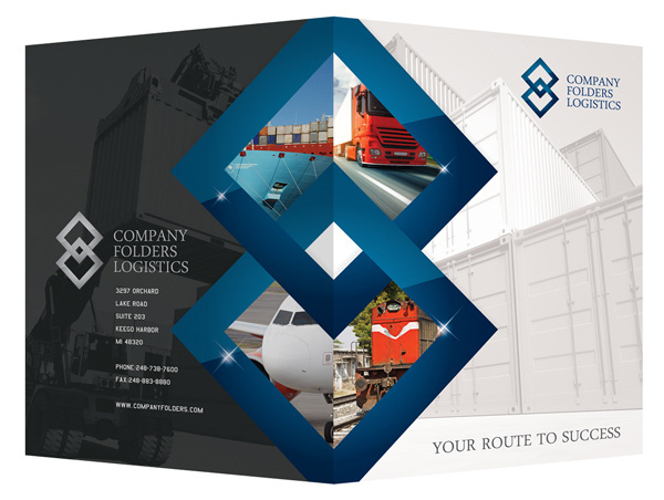 Blue Diamond Logistics Corporate Folder Design Template #folders #diamond #presentation #psd #corporate #logistics #blue #folder
