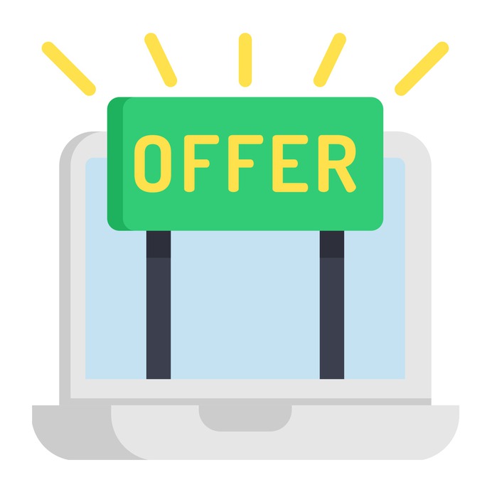 See more icon inspiration related to offer, commerce and shopping, ecommerce, online shopping, web page, browser, website, delivery, purchase, online, online shop, shop, shopping, screen, monitor and computer on Flaticon.