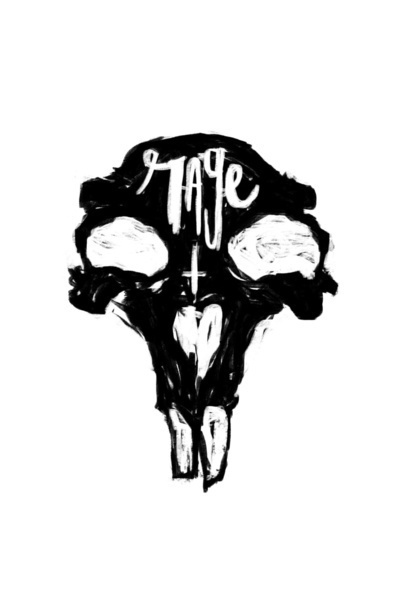 Rage Art Print #white #design #& #black #illustration #art #type #skull #typography