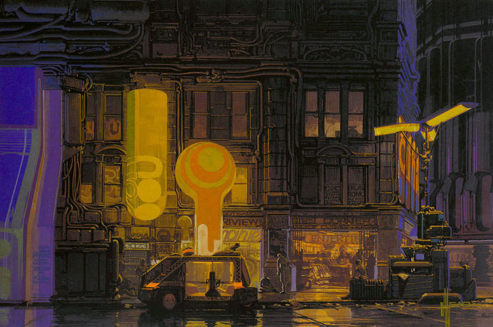 Blade Runner concept artist, design-fiction guru – Syd Mead | Graphicine #mead #blade #night #runner #concept #art #street #signs #syd #neon