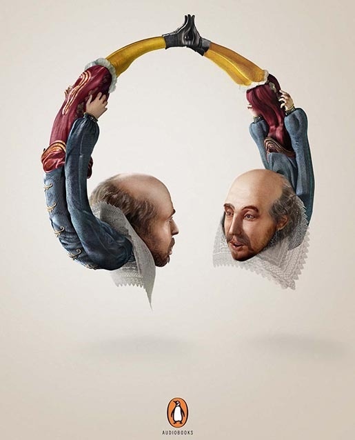 Penguin Audiobooks William Shakespeare #penguin #headphones #poster
