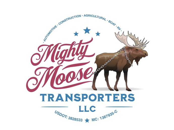 Mighty Moose Logo Design. Classic looking, All-American Transportation Company Logo. Patriotic, blue collar but with an elegant sophistication to it's design. Mighty Moose Transporters, LLC