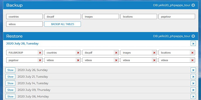 PHP PDO AJAX Backup Restore Delete MySQL Tables