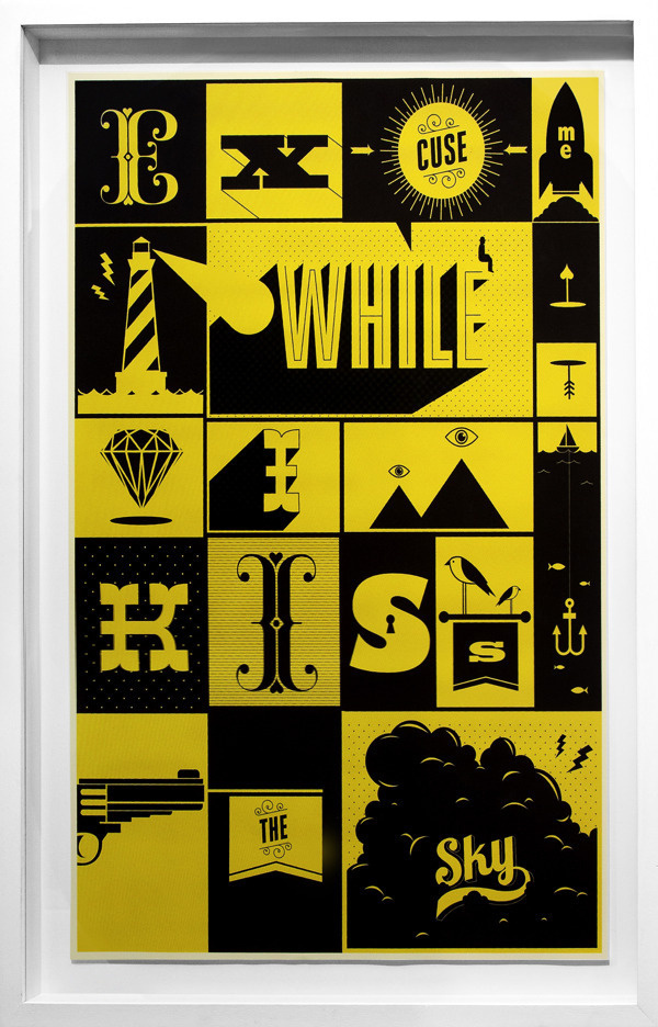 Type Exhibition 'Back in Five Minutes' + Video on Behance #script #white #black #custom #type #bw #typography