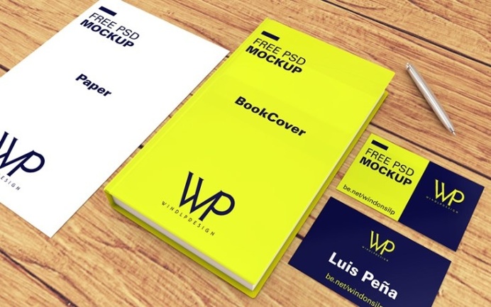Free Book, Cards Paper Mockup PSD