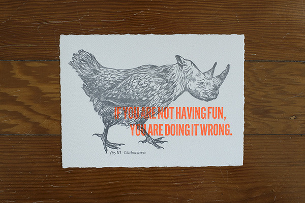 The Chickenoceros / Letterpress / by Cecilia Hedin #rhino #letterpress #hybrid #illustration #animal