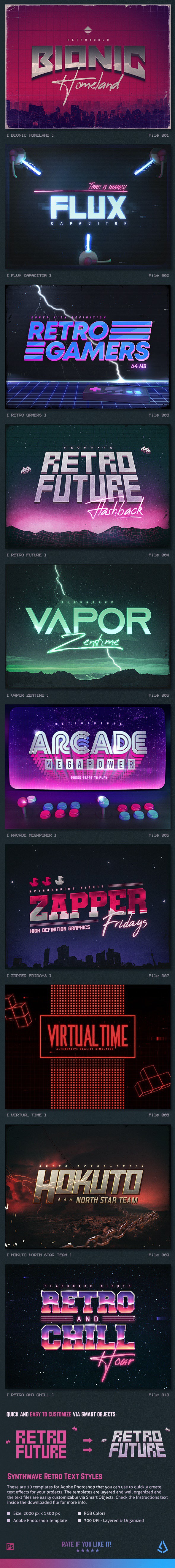 Synthwave 80s Retro Text Effects V2 - Text Effects Actions