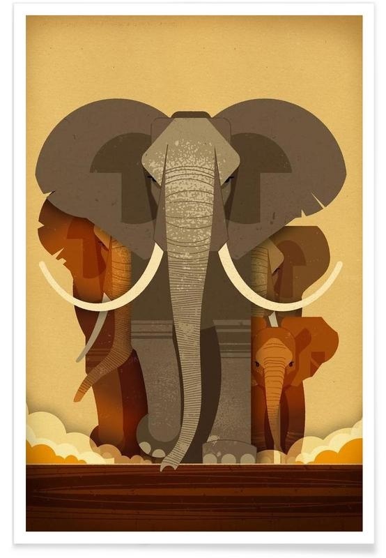 Elephants Illustration by Dieter Braun #illustration #animal #geometric #minimal #iconn #iconic #elephant