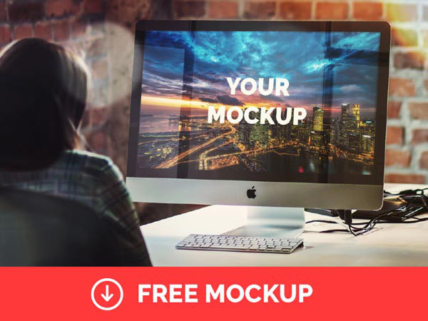 Free iMac 27-Inch Mockup PSD