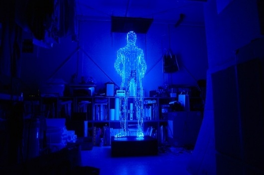 Light Sculptures by Makoto Tojiki | Colossal #man #light #led #glow