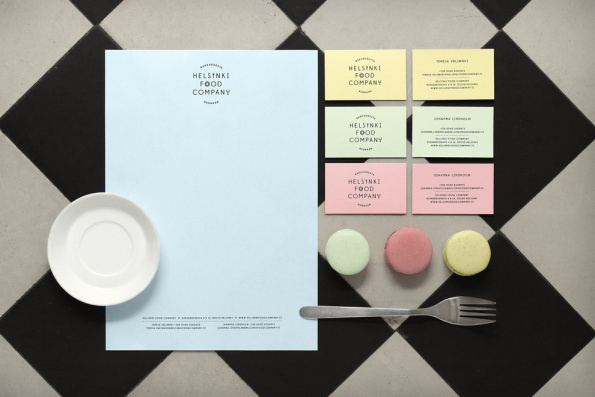 Helsinki FoodÂ Company #stamp #branding #culinary #print #design #pastel #brand #identity #stationery #logo #watermark #typography