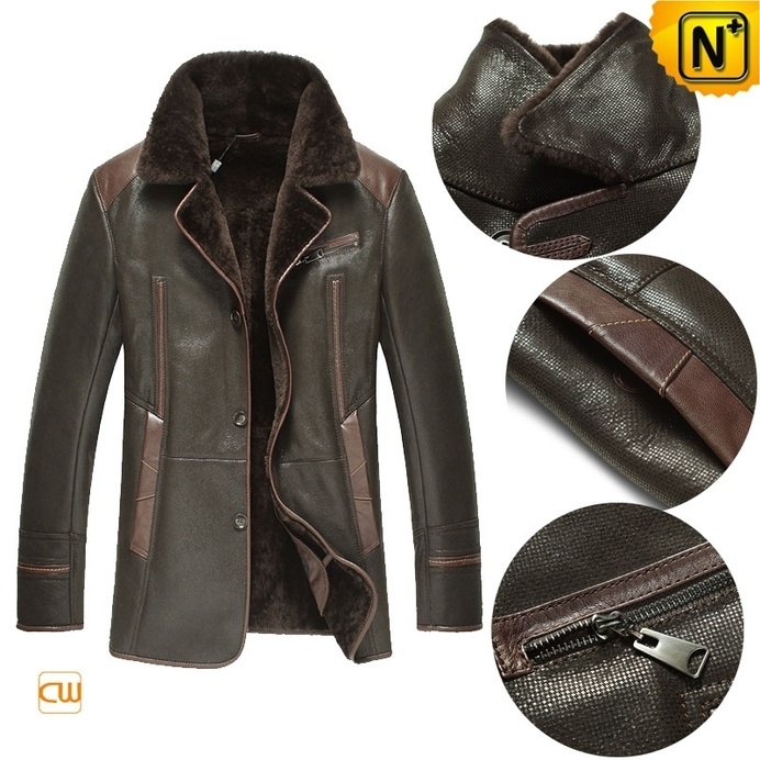 New York Style Shearling Fur Leather Coat CW877238. #mens #shearling #coat