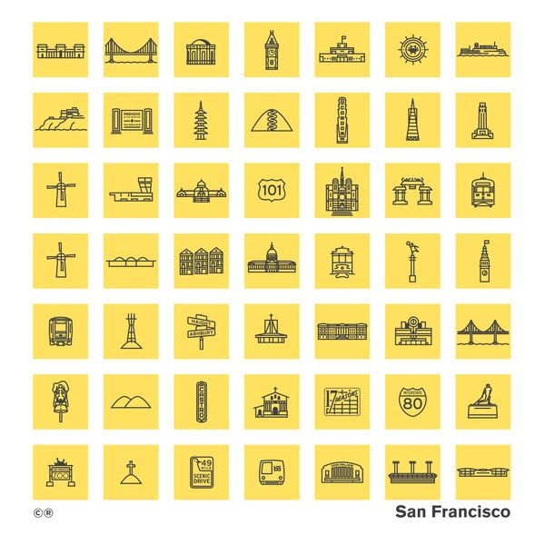 Chris Rooney - San Francisco architecture and landmark icons #icon #illustration #symbol #pictogram