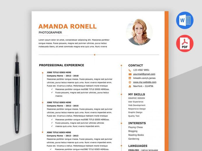 Free Timeline Word Resume Template with Elegant and Clean Design