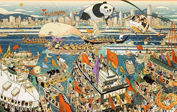 Lufthansa Passangers on Tour Hongkong illustrations #kong #design #illustration #hong #lufthansa