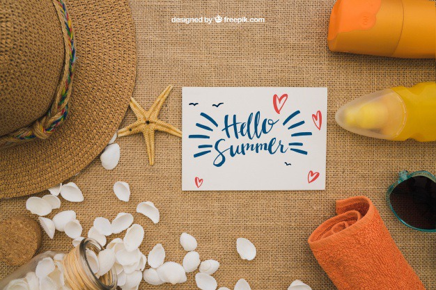 Summer concept with card Free Psd. See more inspiration related to Mockup, Card, Summer, Template, Paper, Beach, Sea, Sun, Holiday, Mock up, Decoration, Hat, Pineapple, Decorative, Sunglasses, Vacation, Templates, Cream, Shell, Summer beach, Sunshine, Aloha, Up, Season, Concept, Holiday card, Starfish, Postal, Sea shell, Seashell, Composition, Mock, Summertime and Seasonal on Freepik.
