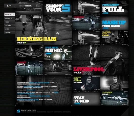 Nike Show Your 5 / 2009 on the Behance Network #interface #weblayout #webdesign #layout #web