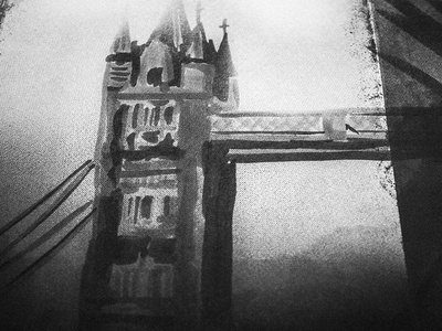 Haunted London #ghost #white #london #black #haunted #illustration #and #bridge #grey