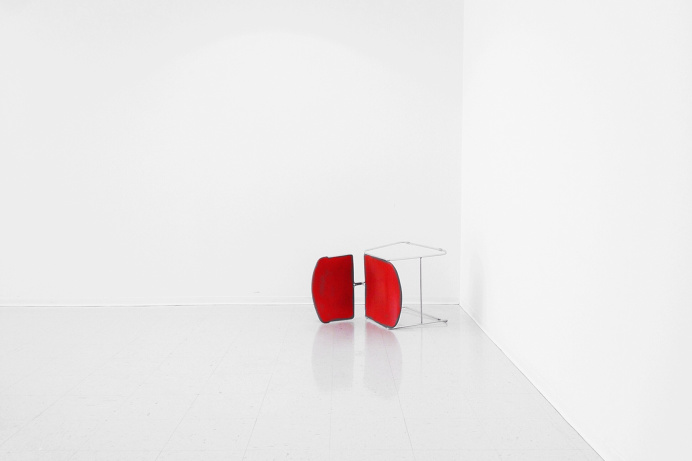 #minimalist #red #chair #white #room