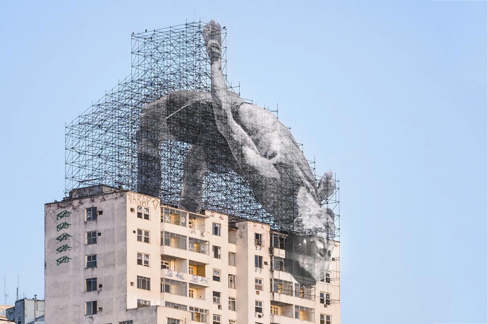 Athlete installations by JR