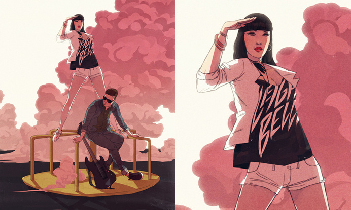 JEROME MIREAULT / colagene.com #guitar #smoke #rock #park #illustration #summer #game #danger #action