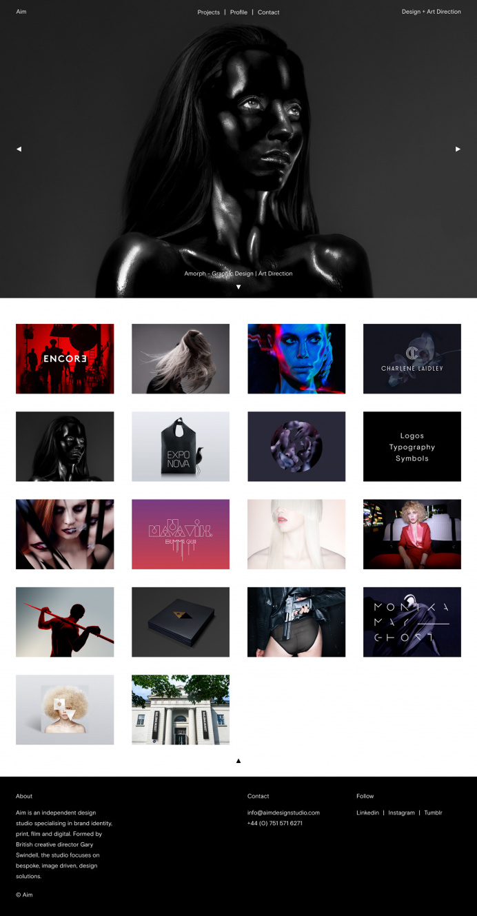 Aim Design Studio black portfolio design designer webdesign beauty beautiful modern simple best cool nice inspire inspiration mindsparklemag