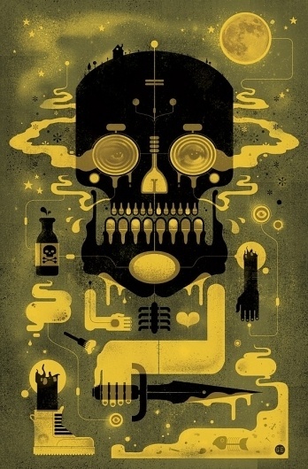 Bog In Mine Skull by GrahamErwin on Etsy #erwin #illustration #graham #skull