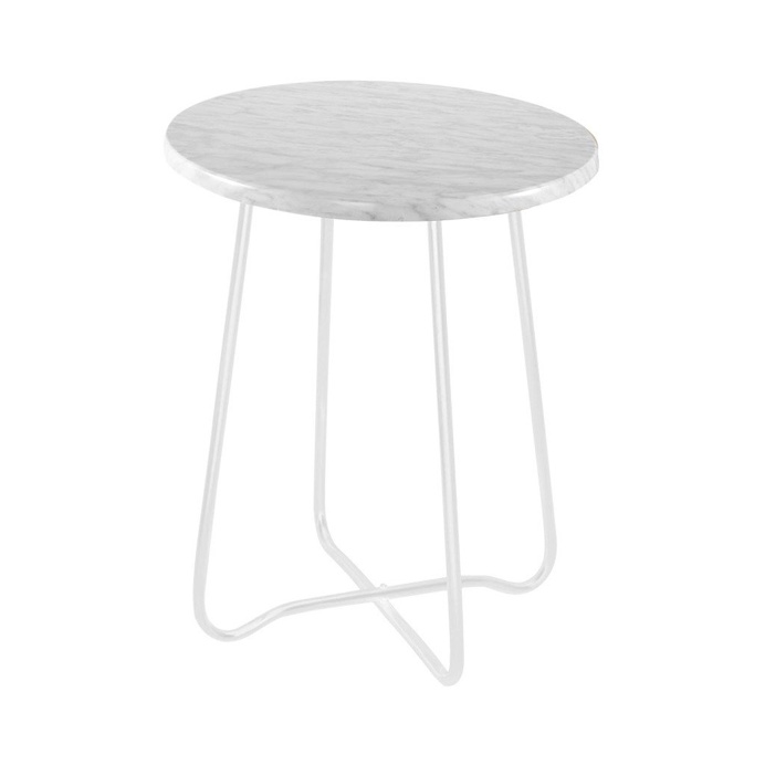 Jessica Marble Side Table Matte White 47cmH x 39cmD