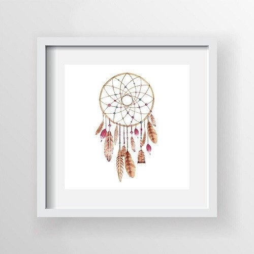 Framed Artwork 'Earthy Dream Catcher' 60cm x 60cm