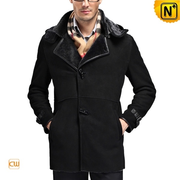 Hooded Sheepskin Shearling Coat for Men CW868903 #sheepskin #shearling #coat