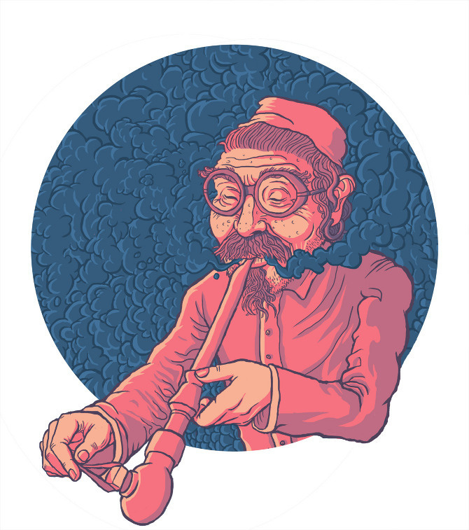 Opium - guapo #circle #smoke #illustration #weed #pipe #opium #bong
