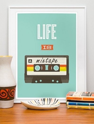 Quote art print Retro design poster music art mixtape by handz #cassete #illust #print #poster #art #music #mixtape