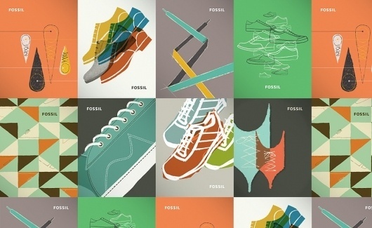 Brent Couchman Design & Illustration - Work #shoes #texture #fossil #vintage #poster #footwear