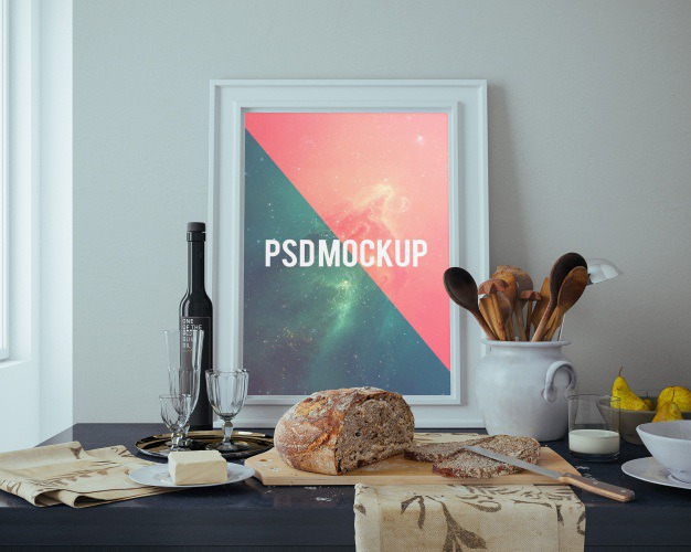 Frame on table with food mock up Free Psd. See more inspiration related to Frame, Poster, Mockup, Food, Wood, Template, Table, Photo frame, Web, Photo, Website, Wall, White, Elegant, Mock up, Poster template, Psd, Templates, Website template, Mockups, Up, Web template, Realistic, Showcase, Real, Web templates, Mock ups, Mock, Psd mockup, Ups and Wood mockup on Freepik.