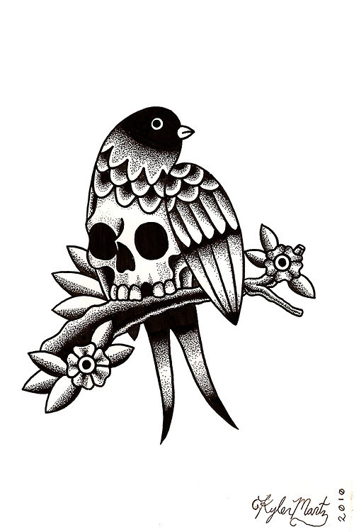 Kyler Martz #illustration #skull #bird