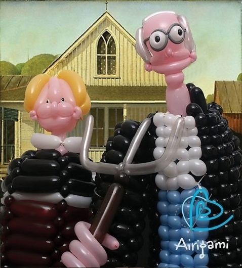 AmGothic-copyright-Larry-Moss-600-jpg_160033.jpg (JPEG Image, 600 × 665 pixels) #balloon #sculpture #art