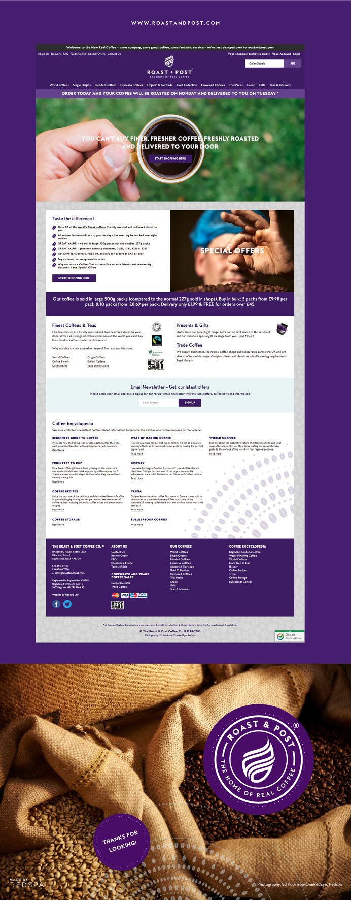 Roast & Post branding and web design, by Redspa http://redspa.uk