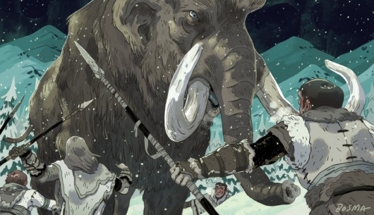 bosma_neanderthal_mammoth_hunt_blog.png (PNG Image, 1386 × 800 pixels) #illustration #sam #bosma