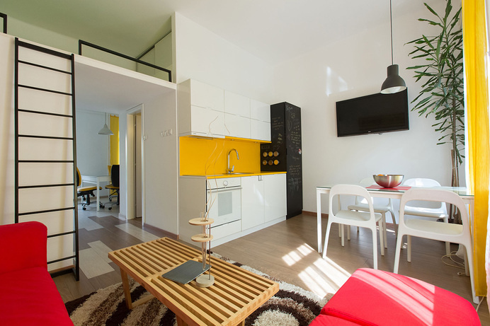 Studio apartment modified to perform two functions office and home - www.homeworlddesign. com (1) #office #apartments #studio #workspace