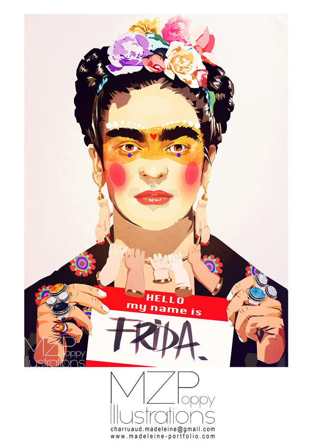 Mamzelle Poppy / Colagene.com #digital #illustration #colorful #fashion #portraits #drawing #frida