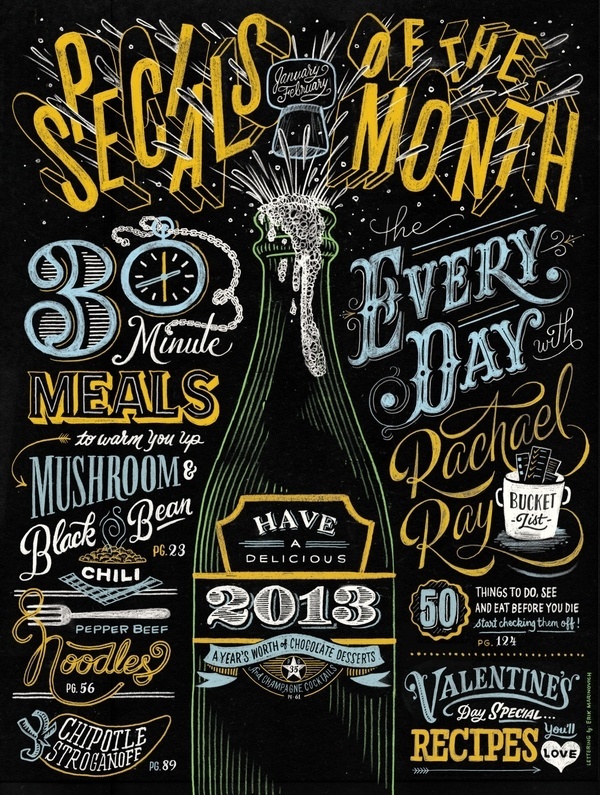 Erik Marinovich Rachael Ray Opener SM #cover #lettering #chalk #typography