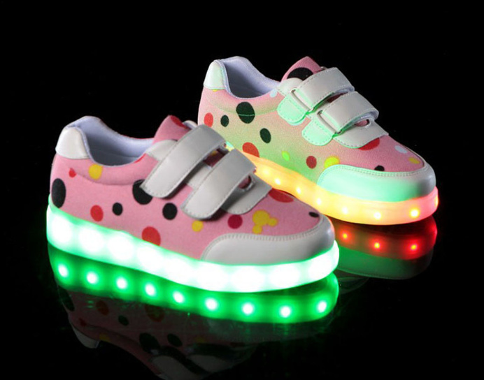 2016 light up shoes LED round head low flat shoes