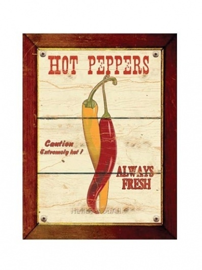 Hot peppers wood printed style poster 8 x 10 by HelloToYouAll #pepper #peppers #vintage #poster #vegetable