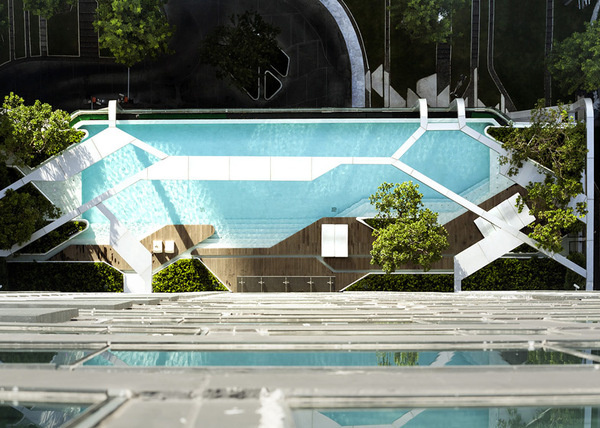 CJWHO ™ (The Pool at Pyne by T.R.O.P. Aerial photographs...) #design #bangkok #landscape #pool #photography #architecture #luxury