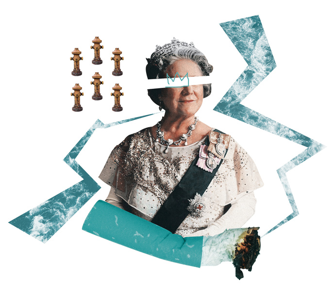 The Queen Smoke Collage - John Sippel | vltrr vltrr.com #collage #royalty #queen #punk #cigarettes