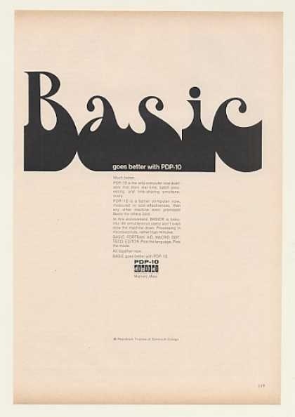 Basic Goes Better with Digital PDP 10 Computer (1968) #computer #10 #1968 #ad #pdp