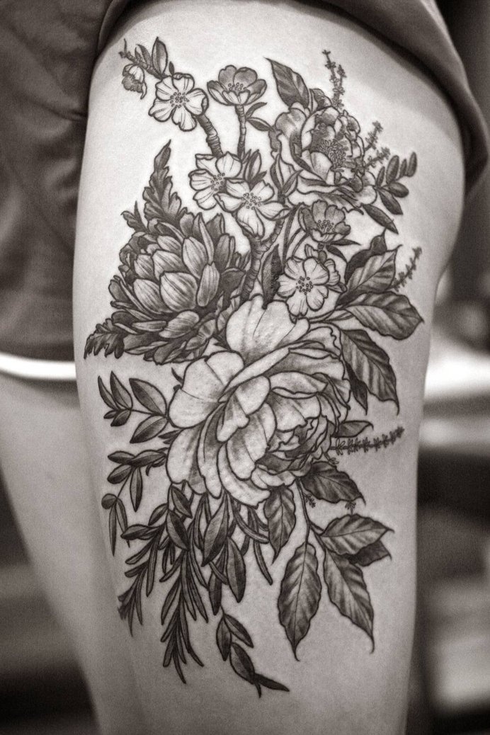 tap_347242616 #tattoo #arm #floral #black